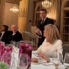 Jean Paul Gaultier, Emmanuel Macron et Brigitte Macron lors du dîner offert par le président de la République et madame Brigitte Macron en l'honneur de la création et à l'occasion de la semaine de la mode, au palais de l'Élysée. Paris, le 24 février 2020.