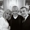 Emmanuel Macron, Jean Paul Gaultier et Brigitte Macron au dîner offert par le président de la République et madame Brigitte Macron en l'honneur de la création et à l'occasion de la semaine de la mode. Paris, le 24 février 2020.