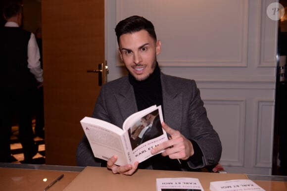Exclusif - Baptiste Giabiconi fête le lancement de son livre "Karl et moi" au Royal Monceau à Paris le 26 février 2020. © Rachid Bellak/Bestimage