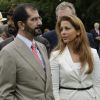 La princesse Haya Bint Al Hussein (Haya de Jordanie) et son mari le cheikh Mohammed bin Rashid Al Maktoum, émir de Dubaï, le 31 juillet 2013 lors des courses à Chichester, en Angleterre.