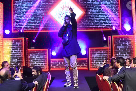 Exclusif - Black M (Black Mesrimes) - 8ème gala de l'association "Les Rois du Monde" avec un plateau d'artistes et une vente aux enchères au profit des enfants défavorisés, orphelins et hospitalisés, suivi d'une soirée dansante à la Salle Wagram à Paris, le 2 mars 2020. Le lancement de la traditionnelle vente caritative d'oeuvres d'artistes contemporains les plus prisés du moment a été bousculé avec la mise aux enchères spontanée de la guitare de Patrick Bruel, faisant s'envoler les dons. La suite de la vente s'est déroulée dans une ambiance électrique, avec pour commissaire-priseur C. Hanouna, soutien de la première heure des Rois du Monde. Enfin, l'association a annoncé hier soir son implication de plus en plus forte à l'international, les actions à venir pour l'année 2020, et la sortie du livre de la présidente Stéphanie Robert : "Solide et solidaire. Les Rois du Monde s'engagent aujourd'hui d'avantage à l'international et oeuvrent en faveur du financement de programmes locaux axés sur l'éducation, la santé, l'alimentation, le développement durable et les droits des enfants. Une ambition toujours plus forte pour l'association qui se mobilise chaque jour, grâce aux dons et à ses partenaires, mécènes et personnalités, pour rendre meilleure la vie des enfants défavorisés. © Cyril Moreau-Rachid Bellak/Bestimage