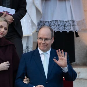 Exclusif - Ordination du nouvel archevêque de la Prinpauté de Monaco, Dominique Marie David, en présence du prince Souverain Albert II de Monaco et sa femme la princesse Charlene à Monaco le 8 mars 2019. Monseigneur Dominique Marie David remplace Monseigneur Bernard Barsi en poste à Monaco depuis l'an 2000. © Olivier Huitel PRM / Bestimage