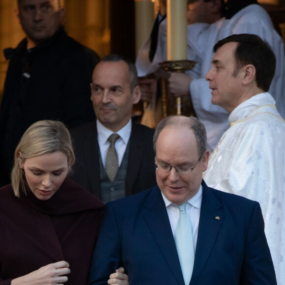 Exclusif - Ordination du nouvel archevêque de la Prinpauté de Monaco, Dominique Marie David, en présence du prince Souverain Albert II de Monaco et sa femme la princesse Charlene à Monaco le 8 mars 2019. Monseigneur Dominique Marie David remplace Monseigneur Bernard Barsi en poste à Monaco depuis l'an 2000. © Olivier Huitel PRM / Bestimage