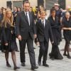 Karl von Habsburg, chef de la maison de Habsbourg-Lorraine, sa femme Francesca et leurs enfants Eleonore, Ferdinand et Gloria en 2011 aux funérailles d'Otto de Habsbourg-Lorraine.
