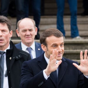 Le président de la république Emmanuel Macron et la Première Dame Brigitte Macron à la sortie de la mairie du Touquet après avoir voté pour le premier tour des élections municipales le 15 mars 2020. © Tiziano Da Silva / Bestimage