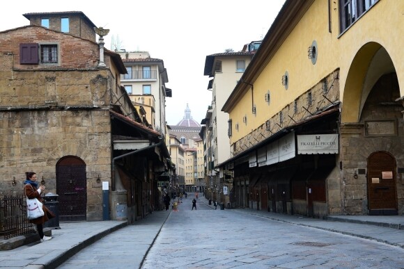 Les rues, vides, de Florence, le 12 mars 2020.