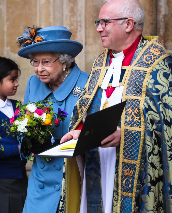 La reine Elisabeth II d'Angleterre - La famille royale d'Angleterre à la sortie de la cérémonie du Commonwealth en l'abbaye de Westminster à Londres, le 9 mars 2020.