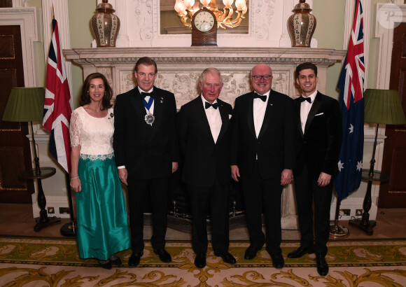 Hilary Russell, le lord-maire de Londres, William Russell, le Haut Commissaire pour l'Australie au Royaume-Uni, George Brandis - Le prince Charles, prince de Galles, assiste à un dîner organisé au profit des pompiers australiens à Londres, le 12 mars 2020.