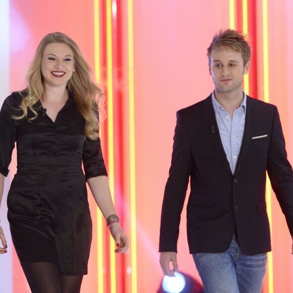 Pierre Sled, Valentine Sled, Nicolas Sled - Enregistrement de l'émission "Vivement Dimanche" à Paris, le 1er avril 2015. Emission diffusée le 5 avril 2015.