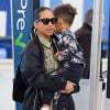 Exclusif - Alicia Keys et son fils Genesis arrivent à l'aéroport de New York (JFK), le 13 février 2020.