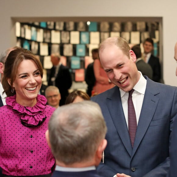 Le prince William, duc de Cambridge, et Kate Middleton, duchesse de Cambridge, reçus par le vice-Premier ministre de l'Irlande S. Coveney lors de leur visite officielle à Dublin, le 4 mars 2020.