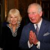 Le prince Charles, prince de Galles, et Camilla Parker Bowles, duchesse de Cornouailles, assistent à la réception organisée pour la Journée du Commonwealth à Marlborough House à Londres, le 9 mars 2020.