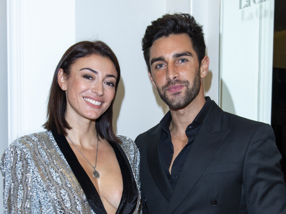 Exclusif - Rachel Legrain-Trapani (Miss France 2007) et son compagnon Valentin Leonard lors de la soirée "La Canadienne X Nobis" pour le lancement de la nouvelle collection Nobis dans leur nouvelle boutique au 39 rue du Four à Paris , le 13 novembre 2019. © Pierre Perusseau / Bestimage