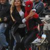 Tom Holland et Zendaya sur le tournage de "Spider-Man : Far Fron Home" à New York le 12 octobre 2018.