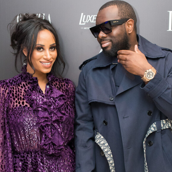 Exclusif - Le rappeur Gims (Maître Gims - Gandhi Djuna) et sa femme Demdem Djuna lors du photocall de la 14ème édition du Casa Fashion Show au Sofitel Casablanca Tour Blanche à Casablanca, Maroc, le 20 avril 2019. © Philippe Doignon/Bestimage