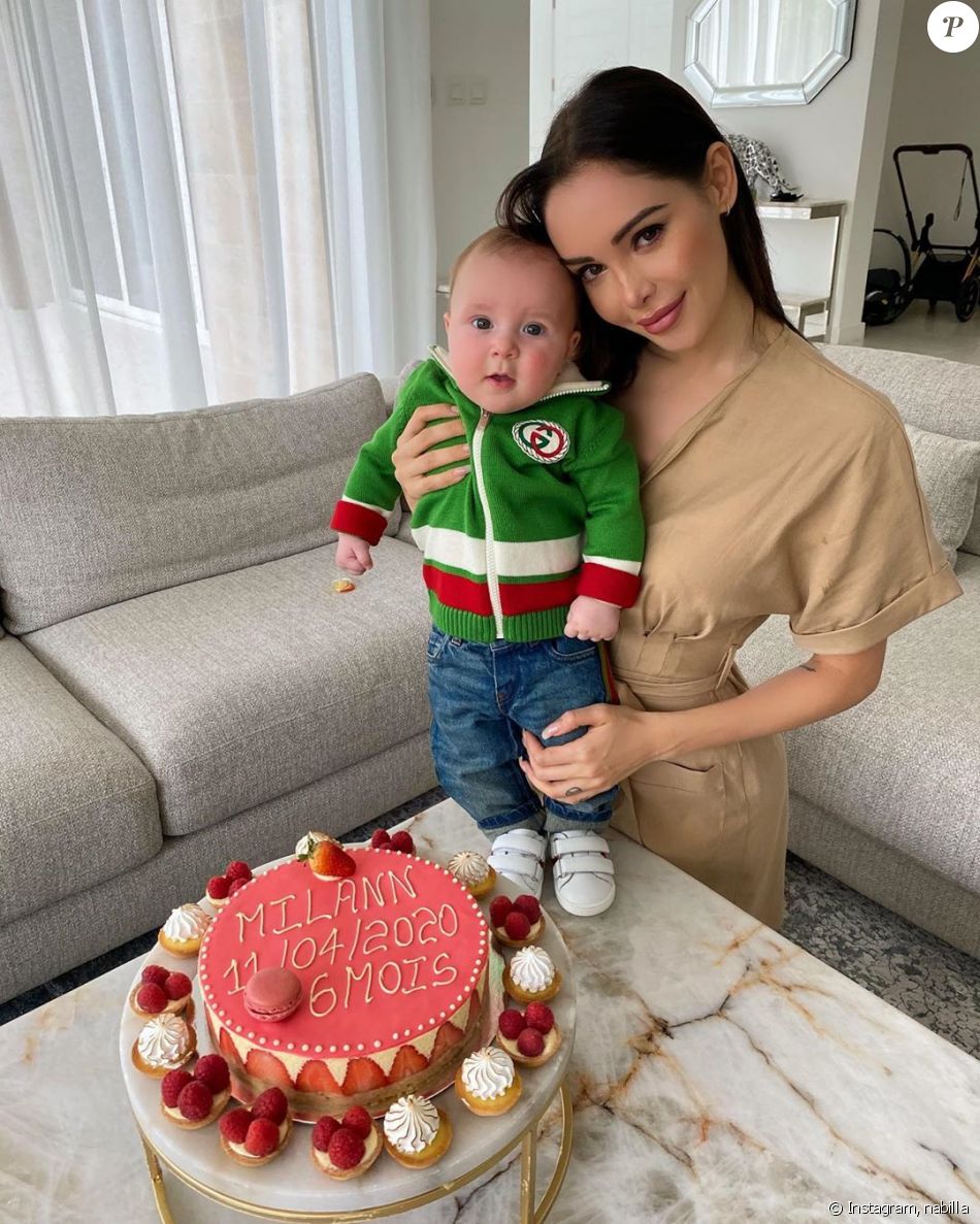 Nabilla Benattia avec son fils Milann, le 11 avril 2020 ...