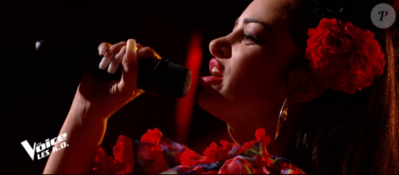 Nessa lors de l'épreuve des K.O dans "The Voice 2020" - Talent de Pascal Obispo. Émission du samedi 25 avril 2020, TF1