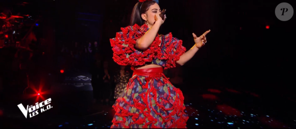 Nessa lors de l'épreuve des K.O dans "The Voice 2020" - Talent de Pascal Obispo. Émission du samedi 25 avril 2020, TF1