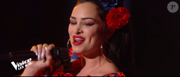 Nessa lors de l'épreuve des K.O dans "The Voice 2020" - Talent de Pascal Obispo. Émission du samedi 25 avril 2020, TF1