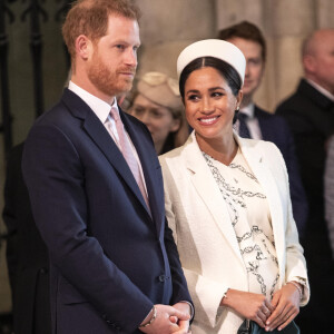 Meghan Markle, duchesse de Sussex (enceinte) et le prince Harry, duc de Sussex - Messe en l'honneur de la journée du Commonwealth à l'abbaye de Westminster à Londres, le 11 mars 2019.