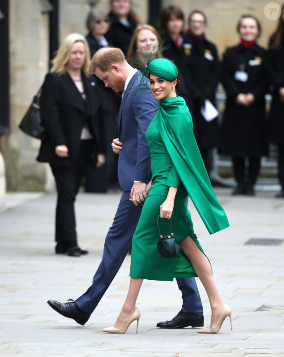 Le prince Harry, duc de Sussex, et Meghan Markle, duchesse de Sussex - La famille royale d'Angleterre lors de la cérémonie du Commonwealth en l'abbaye de Westminster à Londres, le 9 mars 2020.