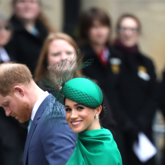 Le prince Harry, duc de Sussex, et Meghan Markle, duchesse de Sussex - La famille royale d'Angleterre lors de la cérémonie du Commonwealth en l'abbaye de Westminster à Londres, le 9 mars 2020.