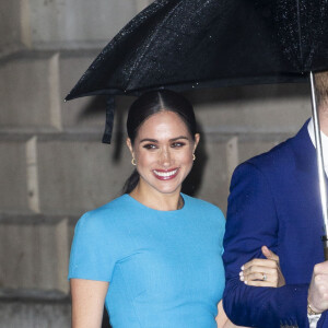 Le prince Harry, duc de Sussex, et Meghan Markle, duchesse de Sussex arrivent à la cérémonie des Endeavour Fund Awards au Mansion House à Londres, Royaume Uni, le 5 mars 2020.