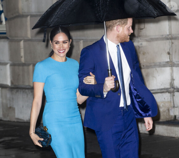 Le prince Harry, duc de Sussex, et Meghan Markle, duchesse de Sussex arrivent à la cérémonie des Endeavour Fund Awards au Mansion House à Londres, Royaume Uni, le 5 mars 2020.