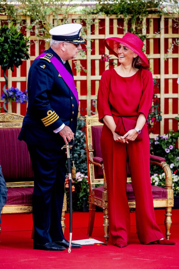 Le prince Laurent et son épouse la princesse Claire lors de la parade militaire de la fête nationale belge, le 21 juillet 2019.