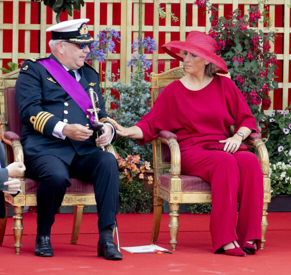 Le prince Laurent de Belgique et la princesse Claire de Belgique - La famille royale de Belgique assiste à la parade militaire à l'occasion de la fête Nationale belge, le 21 juillet 2019.