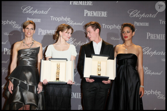 Hilary Swank, Léa Seydoux, David Kros et Marion Cotillard à la remise du Trophée Chopard, en marge du Festival de Cannes, en 2009.