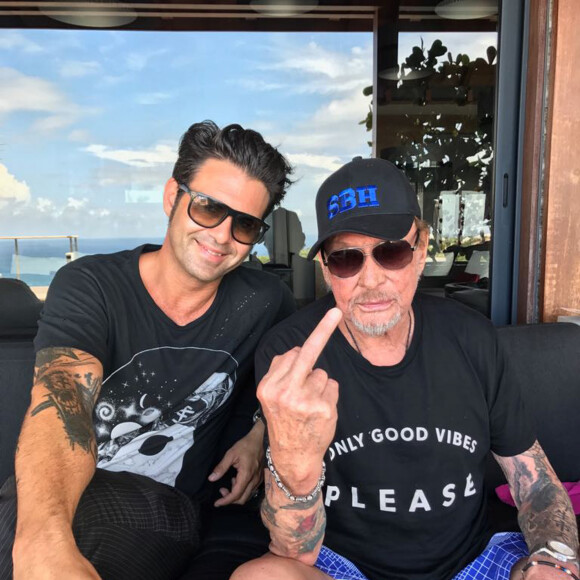 Archive - Exclusif - Manu Lanvin (fils de G. Lanvin) et Johnny Hallyday à St-Barth en 2017 - Collection personnelle de Laeticia Hallyday. © Laeticia Hallyday via Bestimage