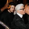 Exclusif - Karl Lagerfeld, Baptiste Giabiconi, Jean Roch - Soirée "Giabiconistyle.com opening" au Vip Room à Paris le 28 février 2015 Exclusif -