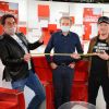 Exclusif - Michel Drucker (porte un masque) , Eric Carrere, Francis Ginibre et Emmanuel Chaunu - Enregistrement de l'émission ' Vivement Dimanche ' au studio Gabriel consacrée aux Chevaliers du fiel le 13 mai 2020. Diffusion le 24 mai 2020 sur France 2. © Guillaume Gaffiot / Bestimage