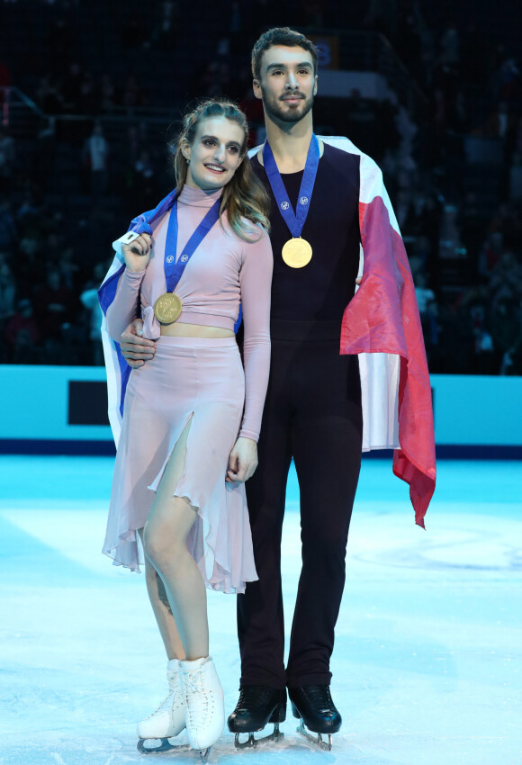 Le couple de patineurs Français Gabriella Papadakis et Guillaume Cizeron remportent la médaille d'or aux championnats d'Europe de patinage à Minsk en Biélorusie le 26 Janvier 2019