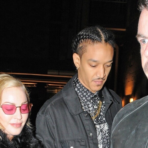 Exclusif - La légende de la pop Madonna et son compagnon Ahlamalik Williams profitent d'un repas de la Saint-Valentin au restaurant Fucina à Londres 14 février 2020.