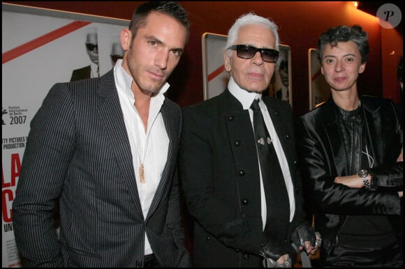 Sébastien Jondeau, Karl Lagerfeld et Caroline Lebar - Diner en l'honneur de Karl Lagerfeld lors de la FIAC, au VIP Room à Paris, en 2011