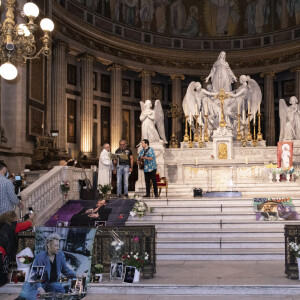 Exclusif - Messe à la Madeleine à Paris, pour commémorer l'anniversaire (77 ans ) de Johnny Hallyday, en présence de nombreux fans dont le club de motos Desperados le 15 juin 2020. © Jack Tribeca / Bestimage