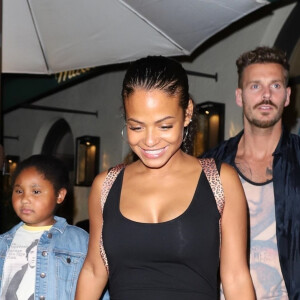 Christina Milian, enceinte, son compagnon Matt Pokora et sa fille Violet Madison sont allés dîner dans le restaurant Madeo à Beverly Hills, le 8 août 2019