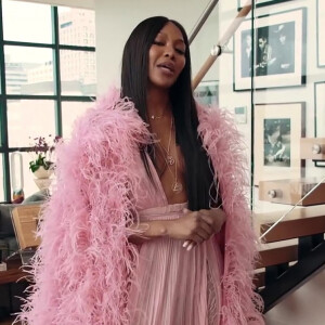 Naomi Campbell présente sa garde-robes dans son émission No Filter with Naomi sur Youtube à New York, le 3 mai 2020