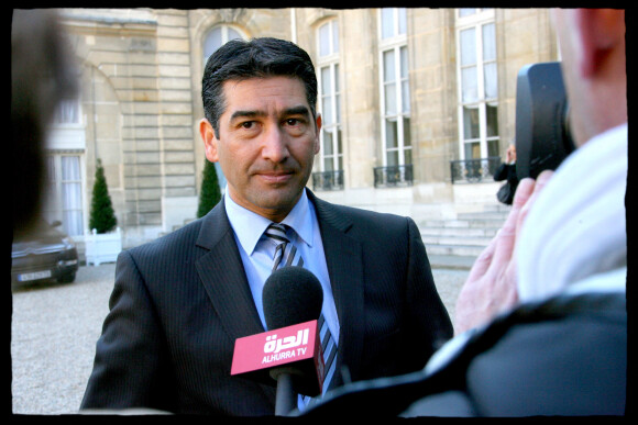 Karim Zeribi lors du discours de présentation de la politique en faveur des quartiers "Espoirts banlieue" au Palais de l'Elysée le 8 février 2008.