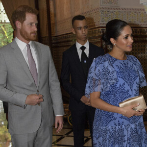 Le duc et duchesse de Sussex rencontrent le roi du Maroc Mohammed VI et son fils le prince héritier du Maroc, Moulay Hassan, lors d'une audience privée dans leur résidence à Rabat dans le cadre de leur voyage officiel au Maroc, le 25 février 2019.