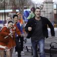 Naya Rivera et Mark Salling sur le tournage de la série Glee