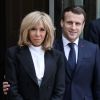 Le président Emmanuel Macron, la première dame Brigitte Macron - Le roi et la reine d'Espagne arrivent au palais de l'Elysée à Paris pour un déjeuner avant la cérémonie à l'occasion de la première journée nationale d'hommage aux victimes du terrorisme le 11 mars 2020. © Stéphane Lemouton / Bestimage