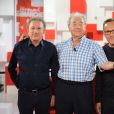Exclusif - Michel Drucker, Pierre Perret et Emmanuel Chaunu - Enregistrement de l'émission "Vivement Dimanche" présentée par M.Drucker et diffusée le 12 juillet 2020 sur France 2. Le 1er juillet 2020 © Guillaume Gaffiot / Bestimage