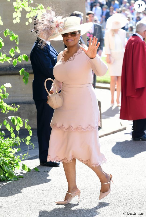Oprah Winfrey - Les invités arrivent à la chapelle St. George pour le mariage du prince Harry et de Meghan Markle au château de Windsor, Royaume Uni, le 19 mai 2018.