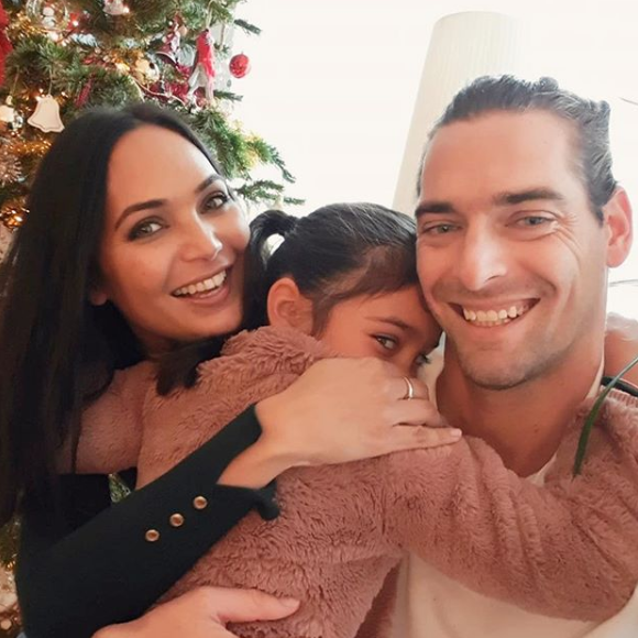 Valérie Bègue pose avec sa fille Jazz et son ex-mari Camille Lacourt, sur Instagram, le 6 janvier 2019