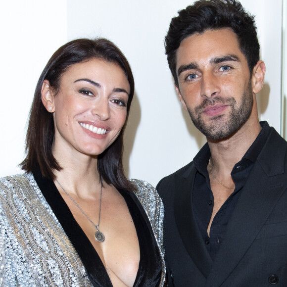 Rachel Legrain-Trapani (Miss France 2007) et son compagnon Valentin Leonard lors de la soirée "La Canadienne X Nobis" pour le lancement de la nouvelle collection Nobis dans leur nouvelle boutique au 39 rue du Four à Paris , le 13 novembre 2019. © Pierre Perusseau / Bestimage