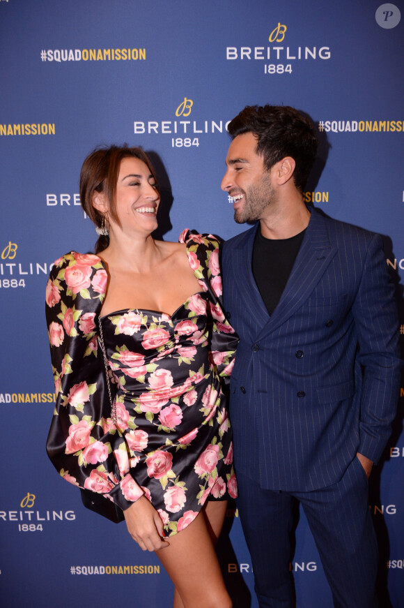 Valentin Léonard et sa compagne Rachel Legrain-Trapani (Miss France 2007) lors de la soirée de réouverture de la boutique "Breitling", située rue de la Paix. Paris, le 3 octobre 2019. © Rachid Bellak/Bestimage