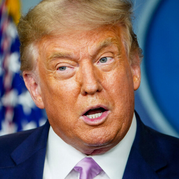 Donald Trump lors de son point presse sur l'épidémie de Coronavirus (COVID-19) à la Maison Blanche à Washington. Le 11 août 2020